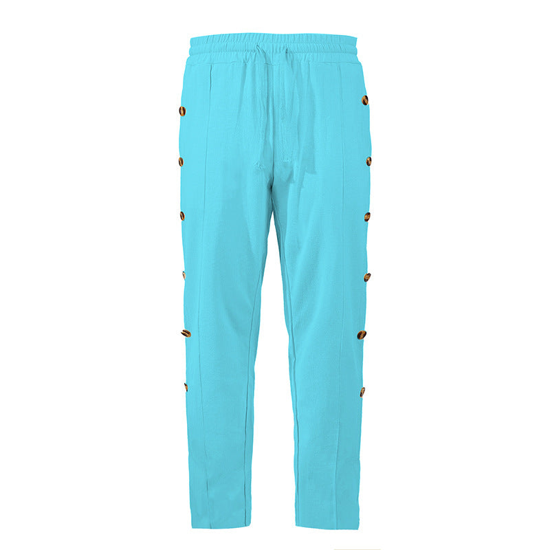 Herren Designerhose Slim Fit mit Knopfleiste und verstellbarem Bund