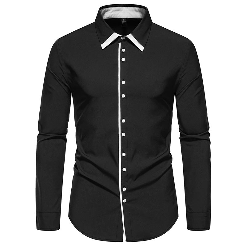 Herren Langarmhemd Elegant Mit Kontrastkragen Modern