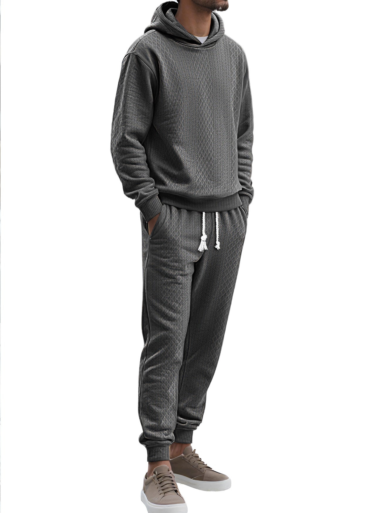 Herren Hoodie Anzug Bequem Elegant Waffelstruktur