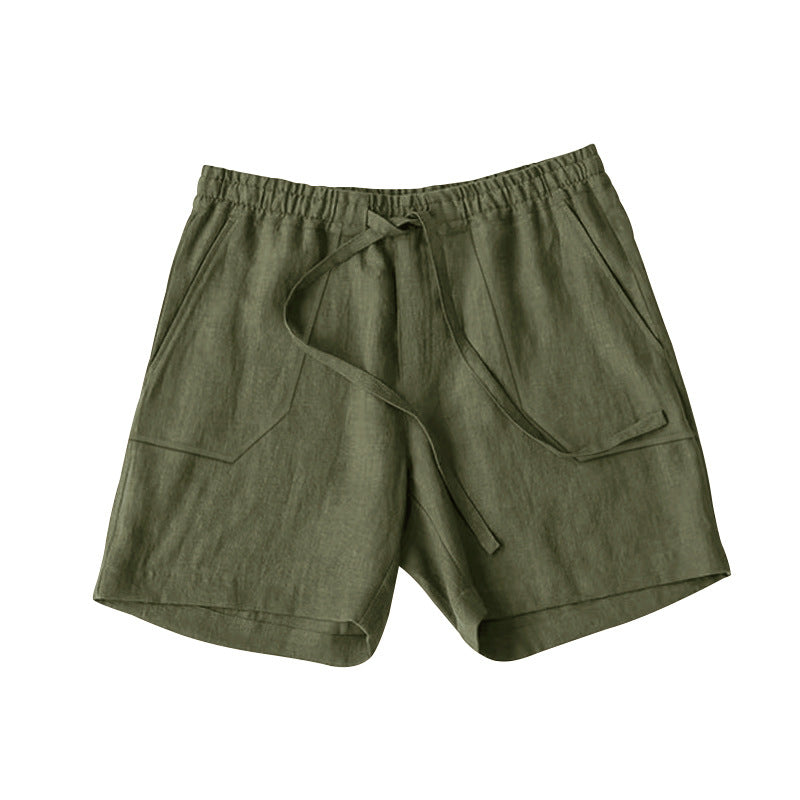 Herren Leinen Shorts Bequem Elastisch Sommer