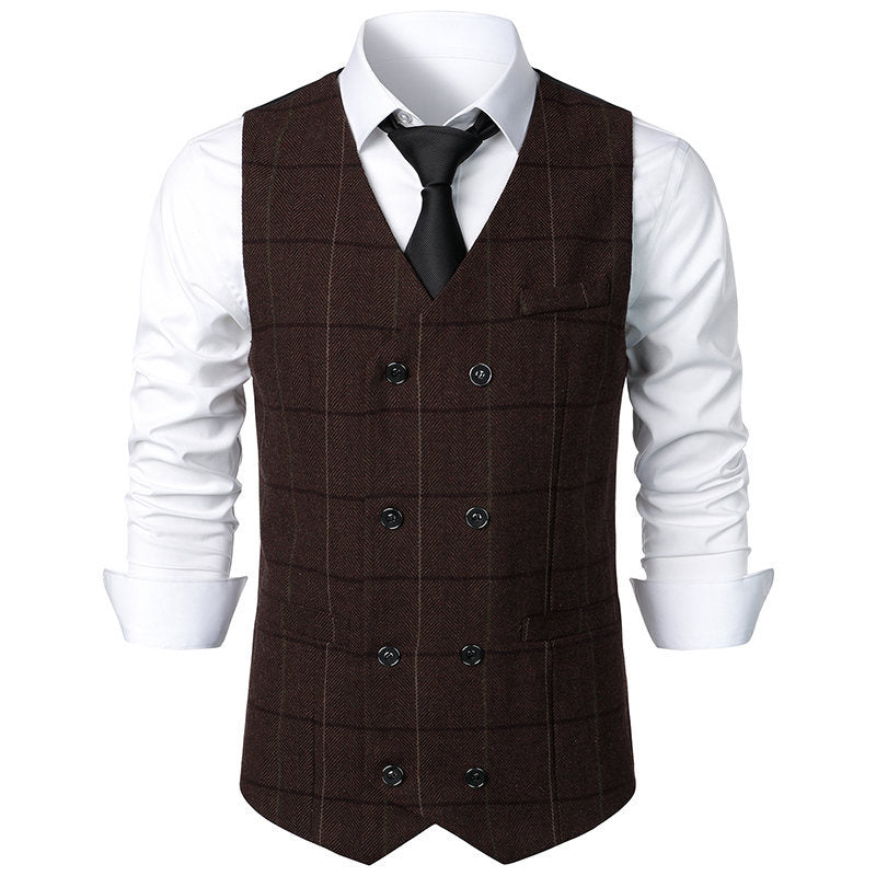 Herren elegante Karoweste mit doppelter Knopfleiste und klassischem Karo-Muster BerlinGlamour