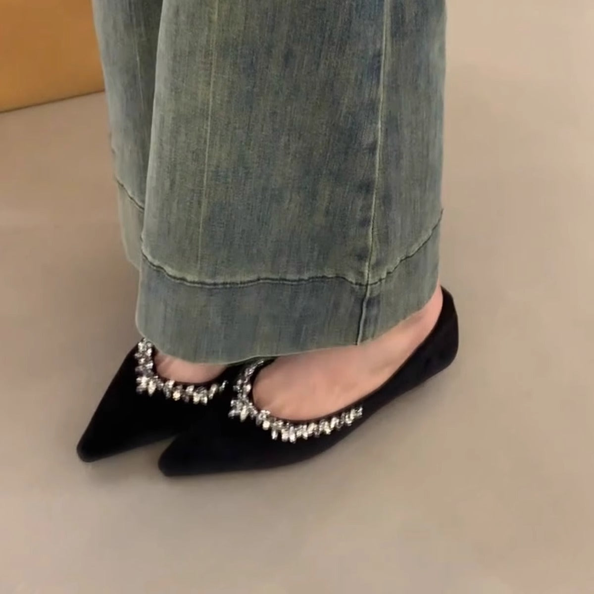 Damen Ballerinas Glitzernd Elegant mit Applikation