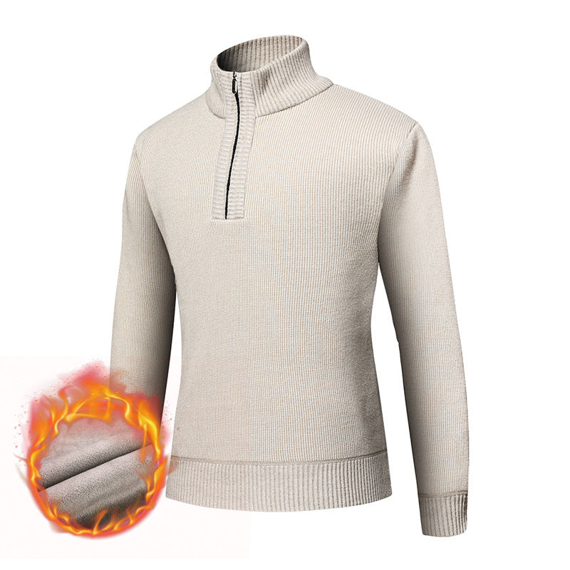 Herren Rollkragenpullover Kuschelig Warm Reißverschluss