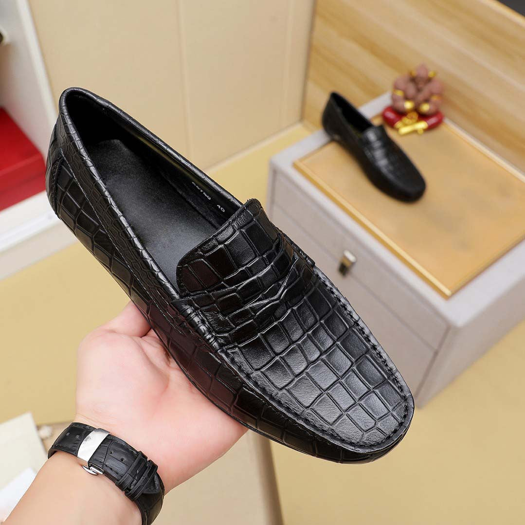 Herren Mokassin Krokodilleder Schwarz Elegant