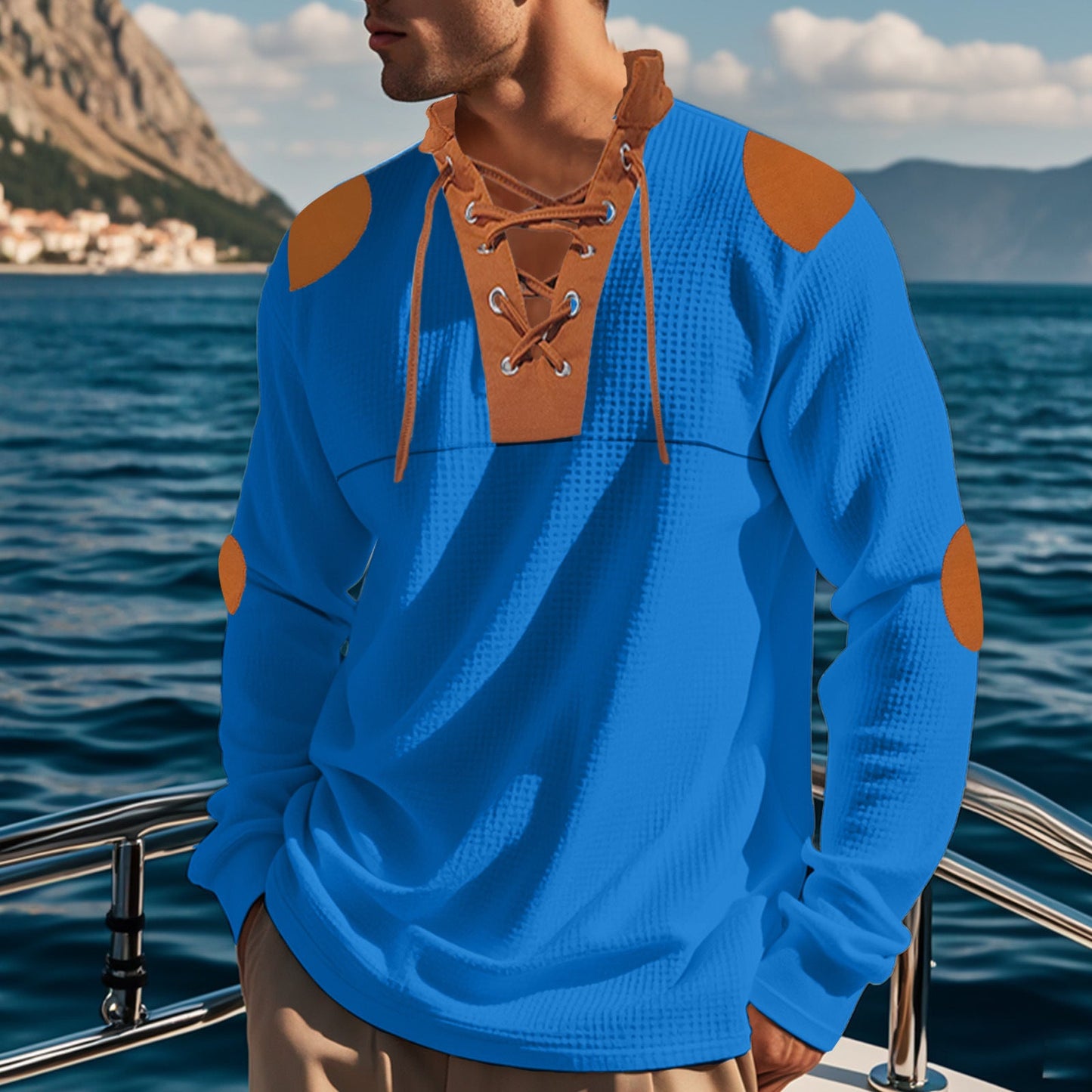 Ein modernes, elegantes Hemdley-Shirt mit dekorativem Schnürdesign, das für jeden Anlass geeignet ist. Es ist aus hochwertigem Material gefertigt und hat ein elegantes Design, das jeden Hemd