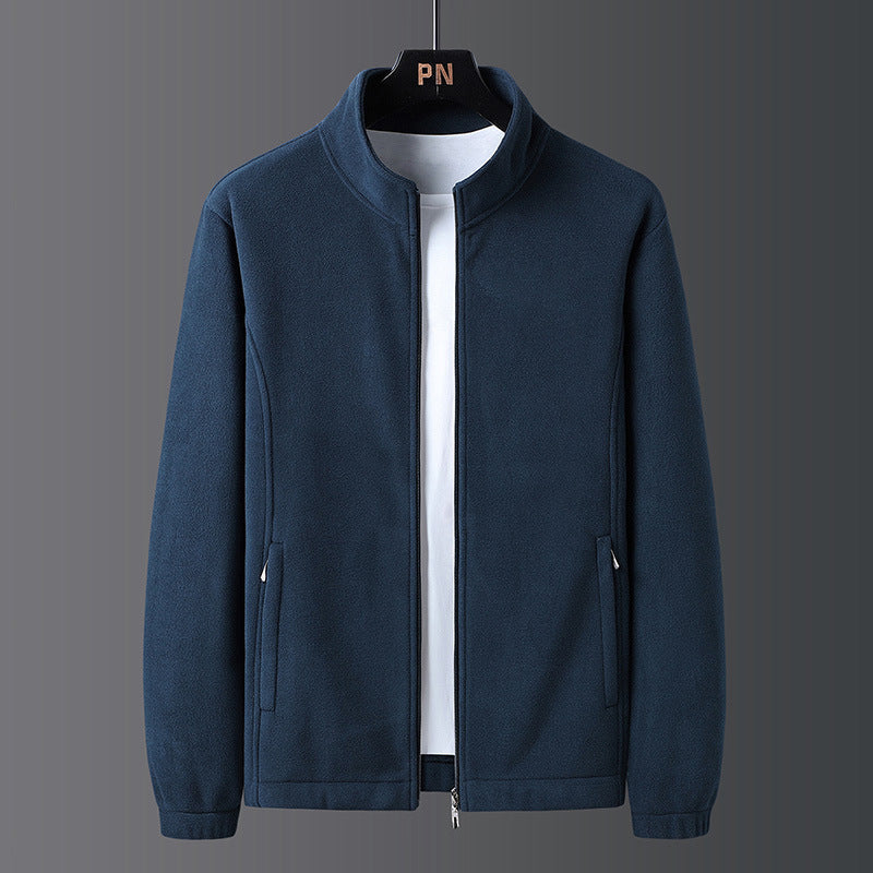 Herren Fleecejacke Modern mit Stehkragen und Taschen