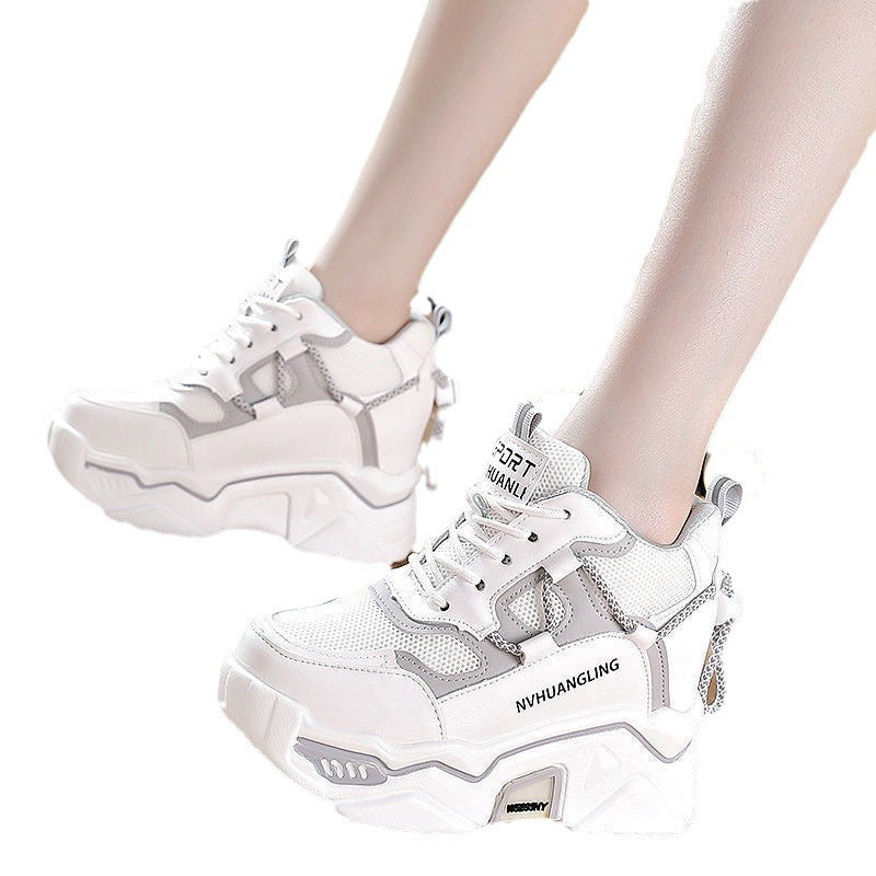 Damen Plateau Sneaker Atmungsaktiv Mesh Obermaterial Komfortabel