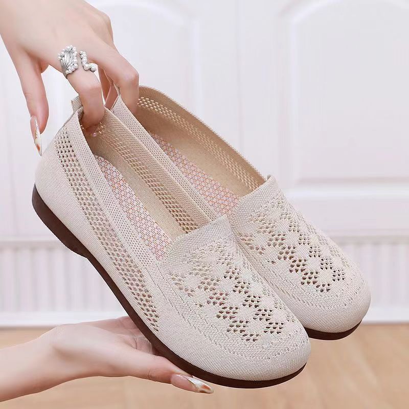 Damen Slipper atmungsaktiv mit Häkeloptik