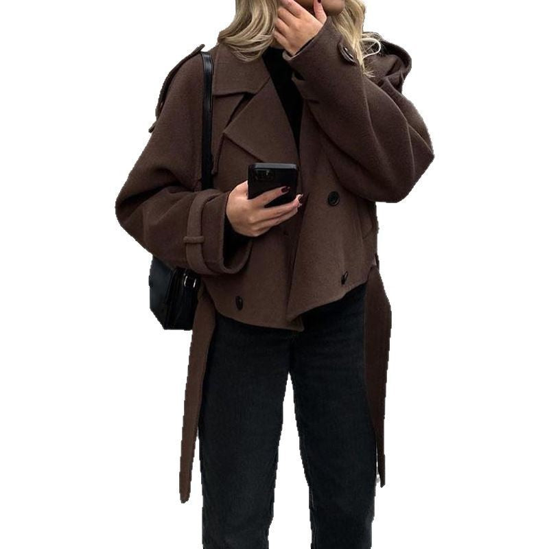 Damen Trenchjacke Cropped Modern Trendy