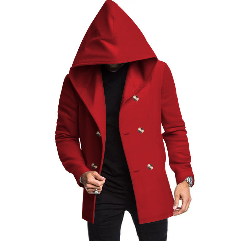 Herren Mantel mit Kapuze Doppelreihig Modern