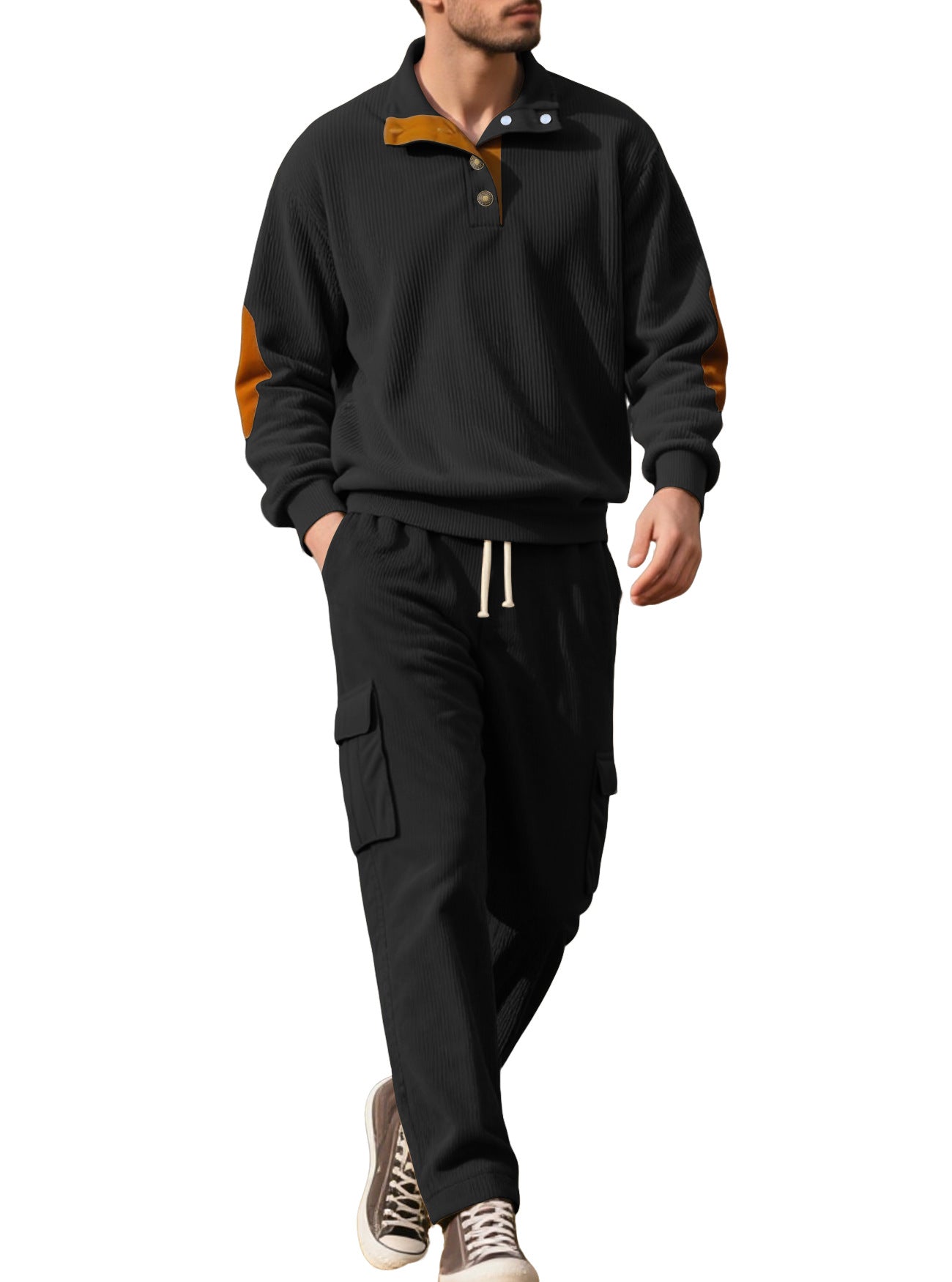 Herren Strickanzug Komfort mit Knöpfen und Taschen Modern