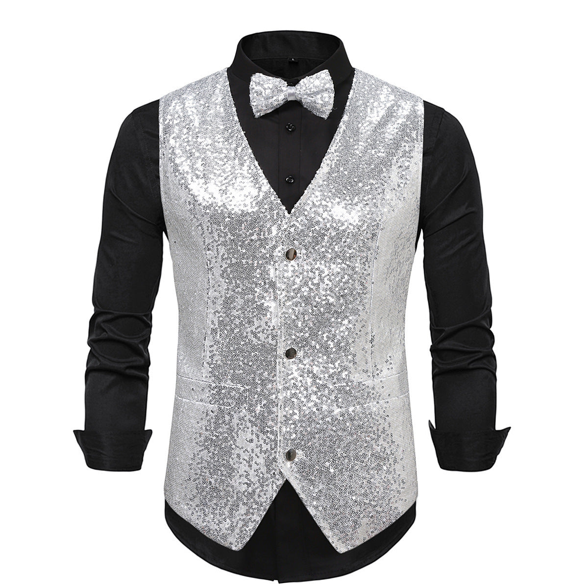 Herren Weste Pailletten Elegant Berlin Style