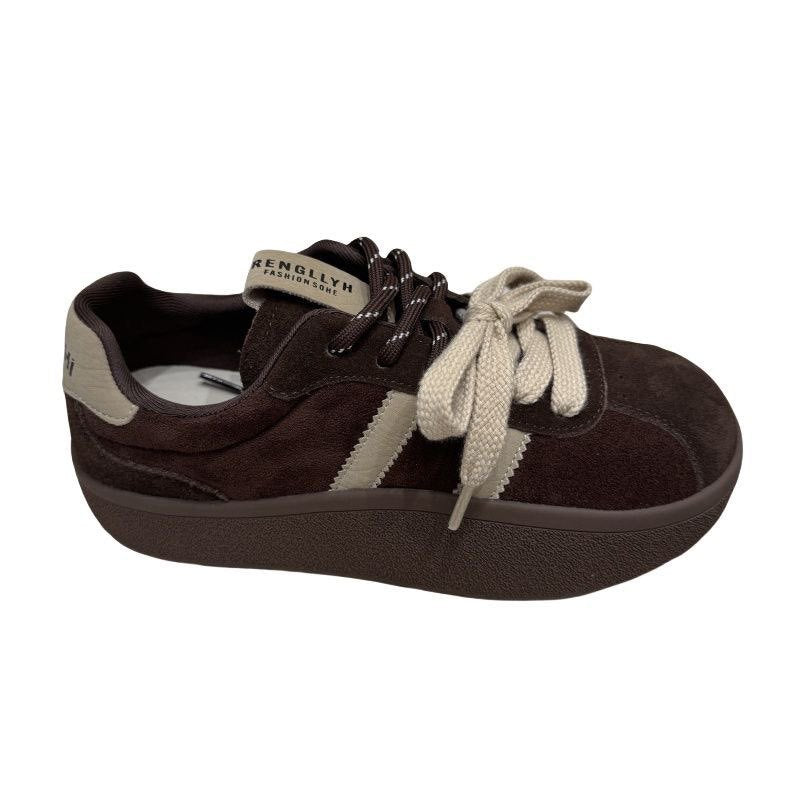 Damen Sneaker Weich Wildleder Dicke Sohle