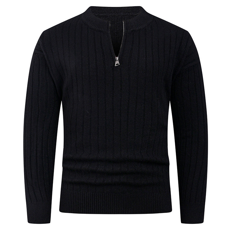 Herren Pullover Strick Modern mit Hochkragen und Reißverschluss