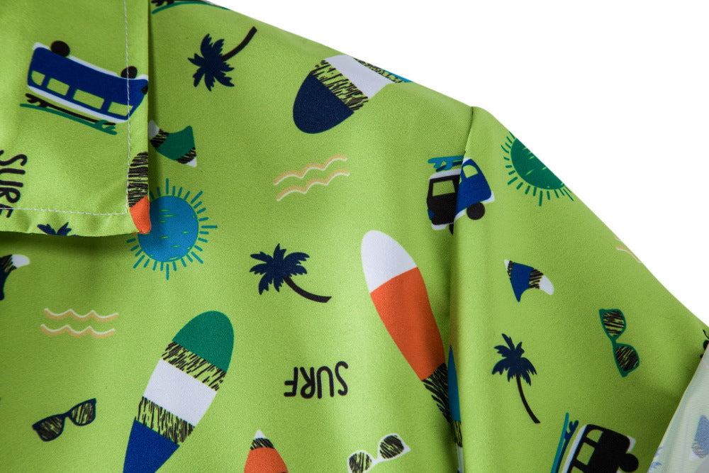 Herren Kurzarmhemd Surfdesign Lebhaft Knöpfe Modern