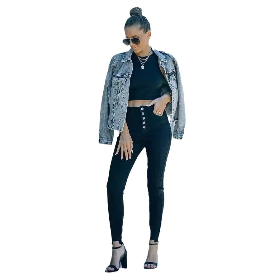 Skinny Jeans Damen Hochtailliert Figurbetonter Schnitt