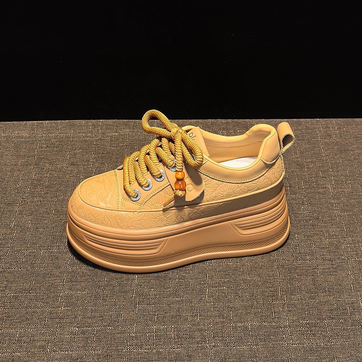 Damen Plateau Sneaker Strass Schnürsenkel Modisch Hoch