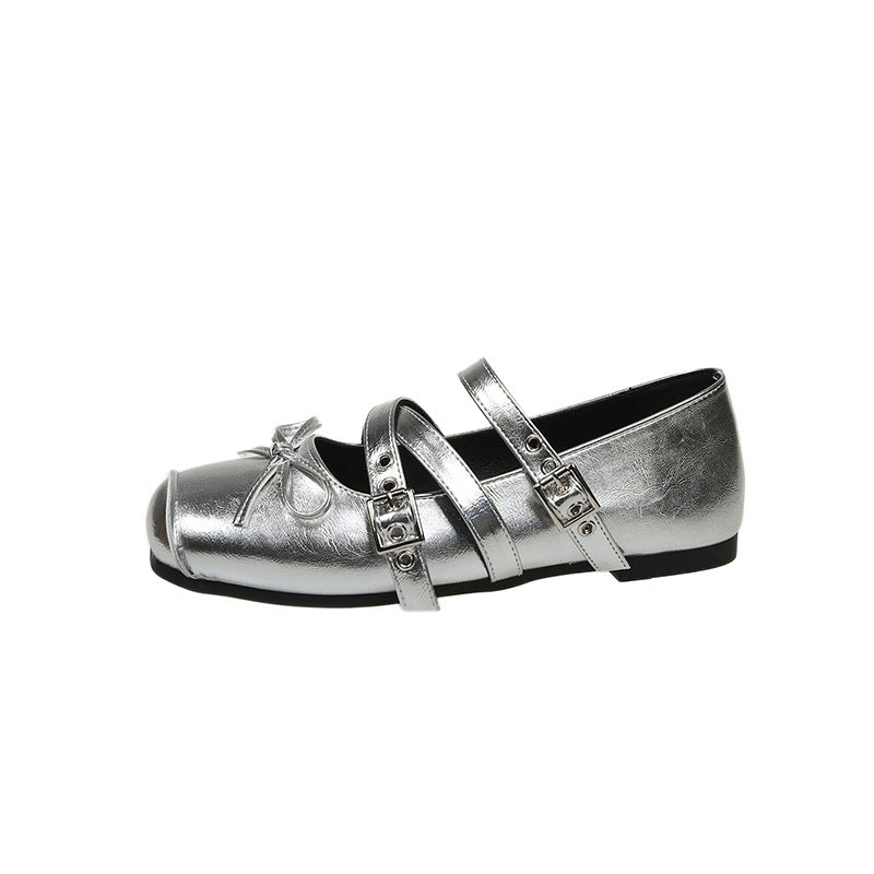Damen Ballerinas Bequem Verstellbar Mit Schleife