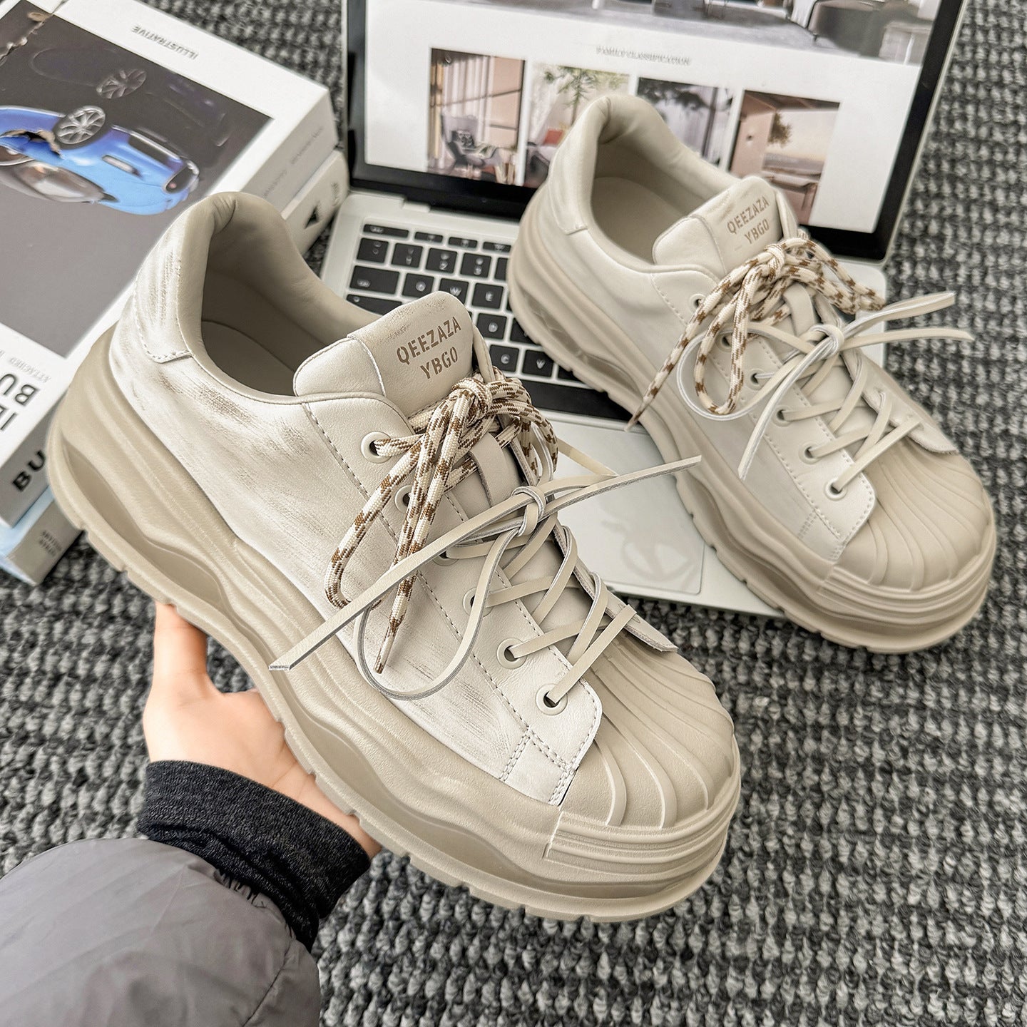 Damen Sneaker Chunky Bequem Sportlich Weite Passform