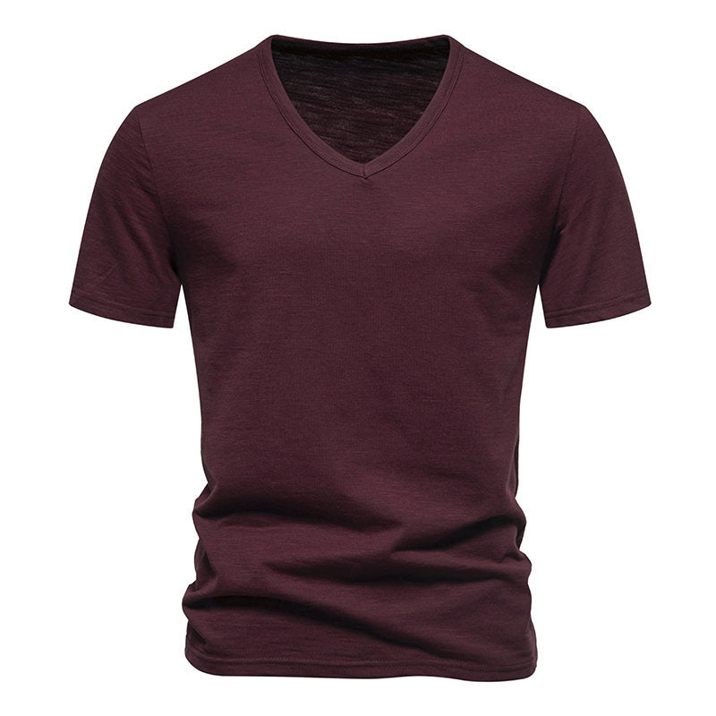 Herren T-Shirt V-Ausschnitt atmungsaktiv Baumwolle Komfort Fit
