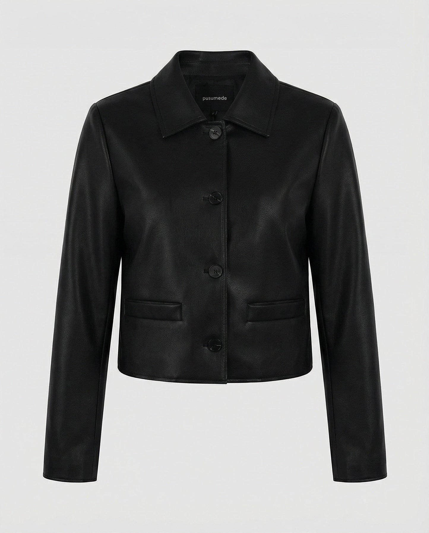 Damen Lederjacke Schwarz Biker Style Kurz