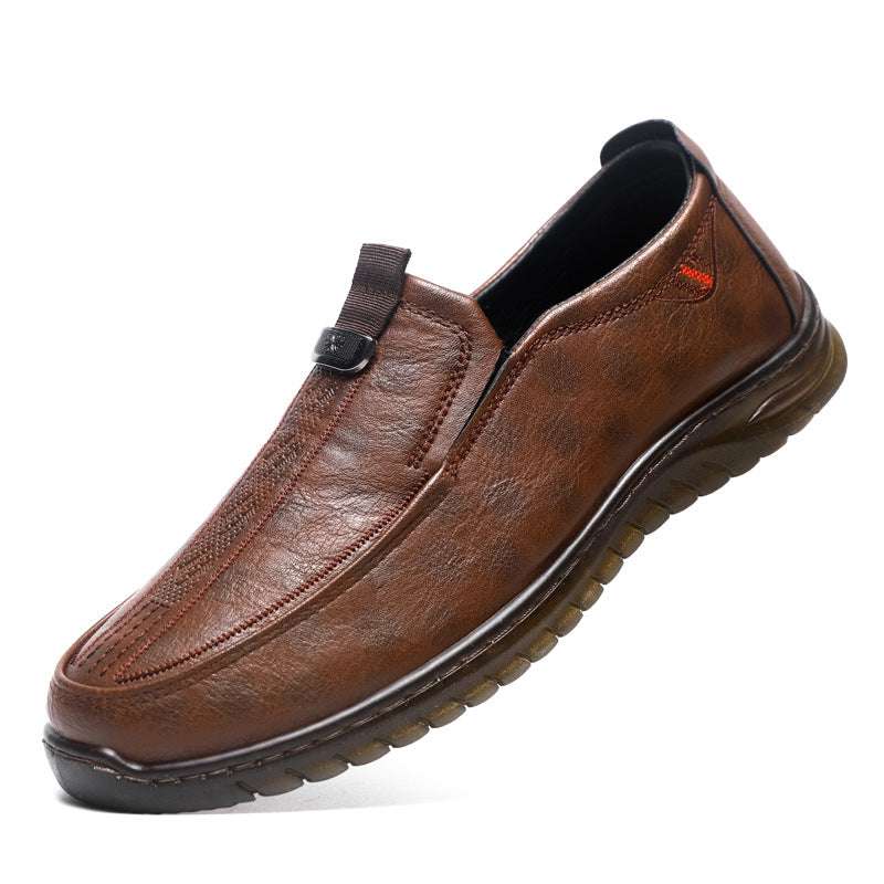 Herren Mokassins Bequem Elastisch Stylisch Schwarze Lederschuhe