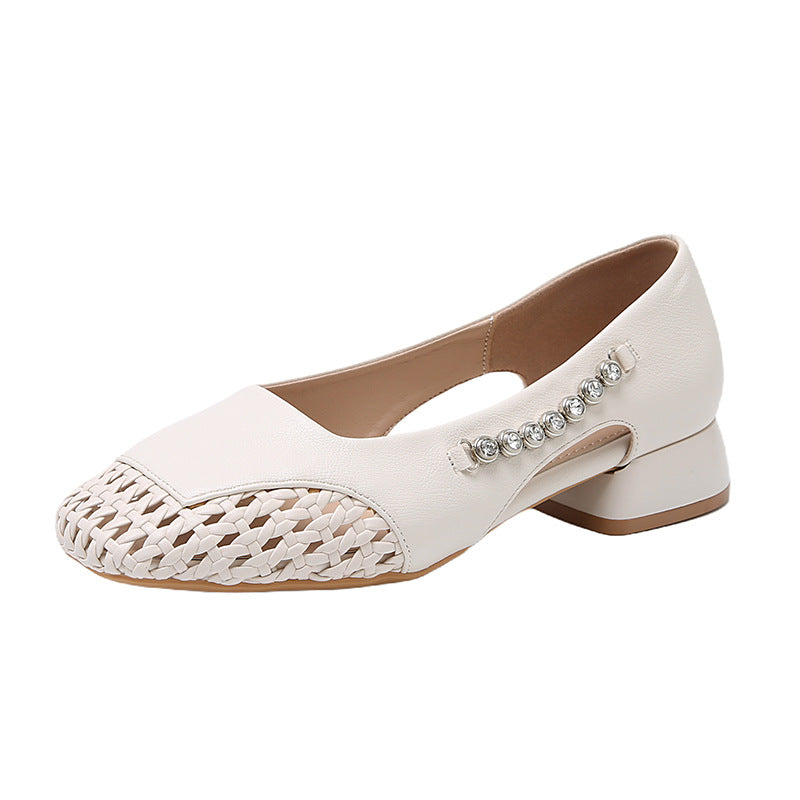 Damen Ballerinas Glänzend Flechtmuster Modern