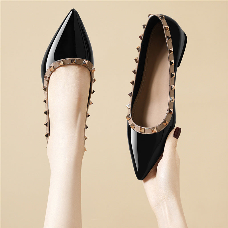 Damen Ballerinas Spitze Elegant Nieten Schuhe