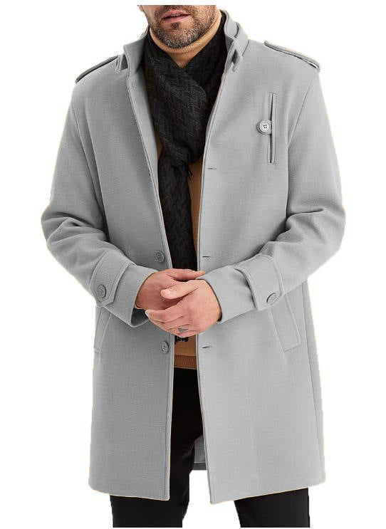 Herren Übergangsmantel Modern mit Taschen Stehkragen Elegant