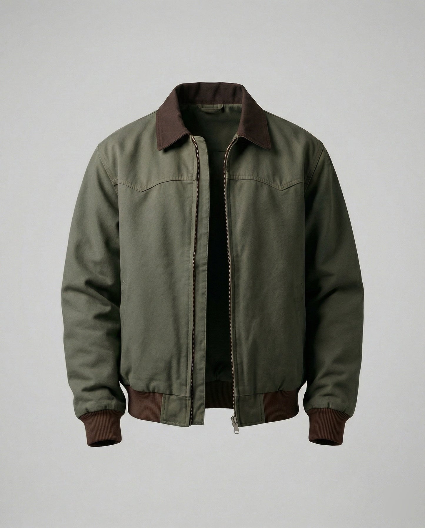 Herren Workerjacke Lässig Reißverschlussjacke Mit Kontrastkragen