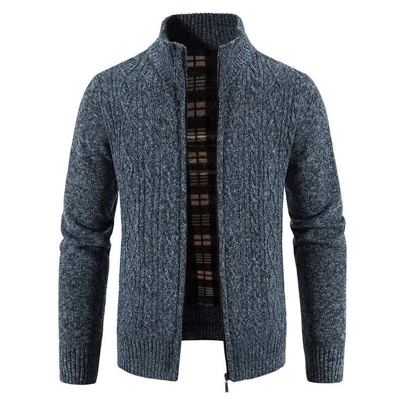 Herren Strickjacke Struktur Optik Hochkragen Modern