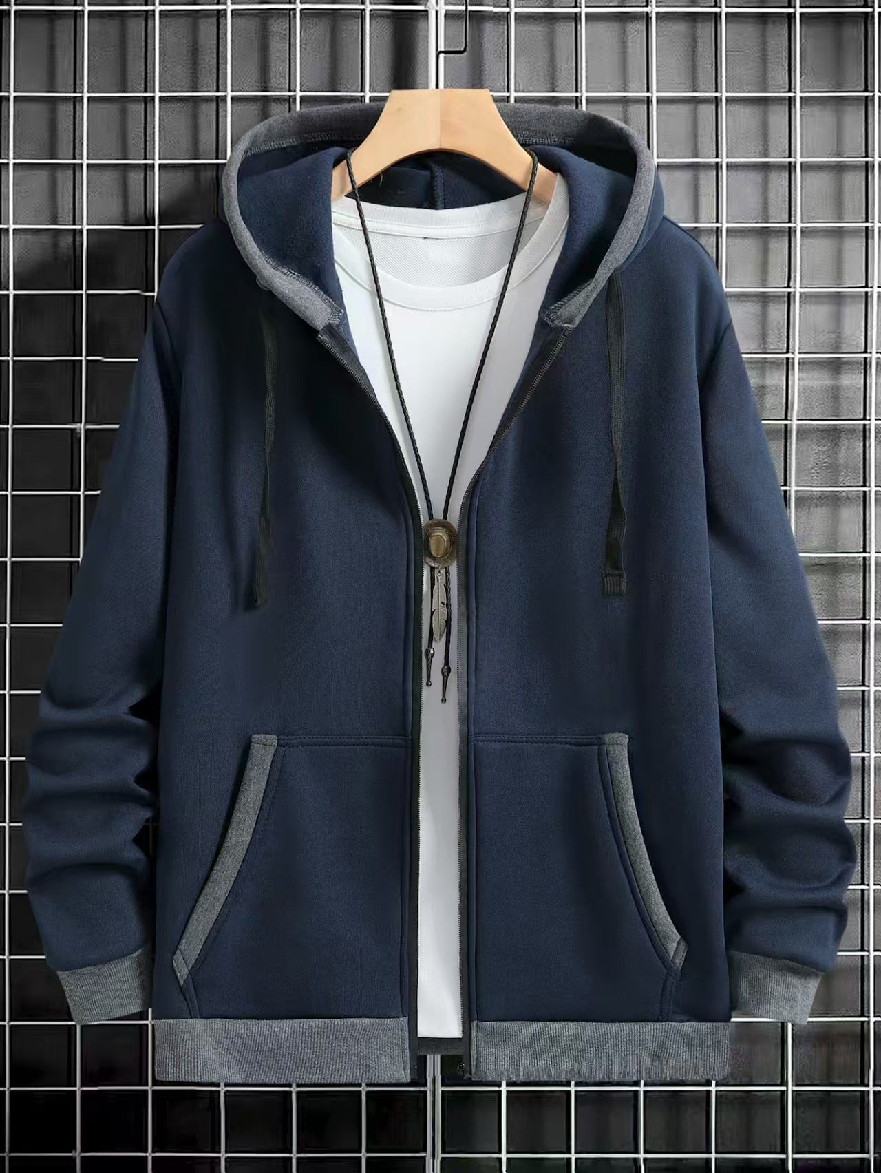 Herren Kapuzenpullover Reißverschluss mit Taschen Sportlich