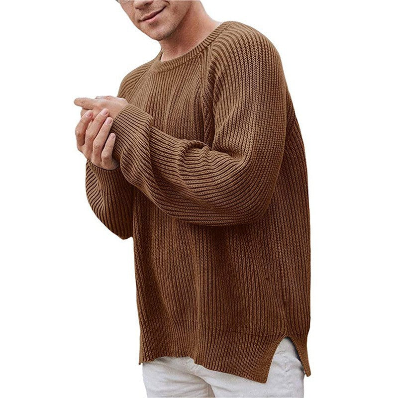 Herren Pullover Grobstrick Lässig Mit Schlitzen