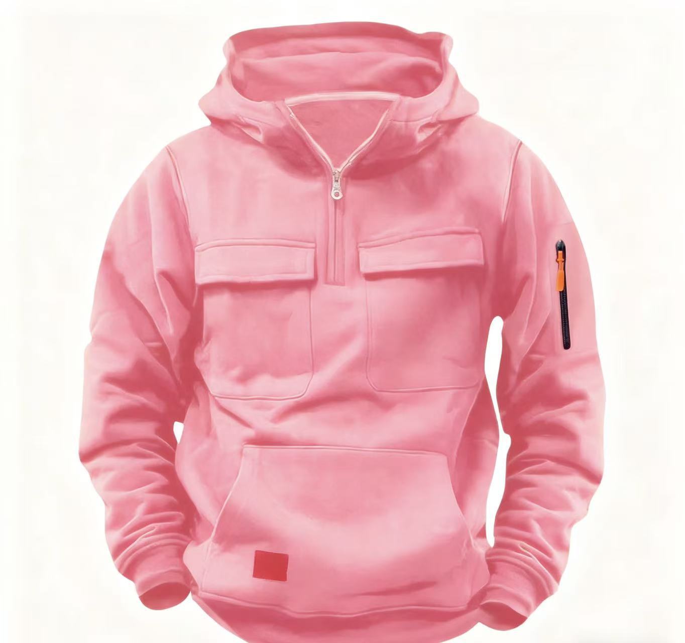 Herren Kapuzenjacke Wasserdicht mit Reißverschluss und Taschen