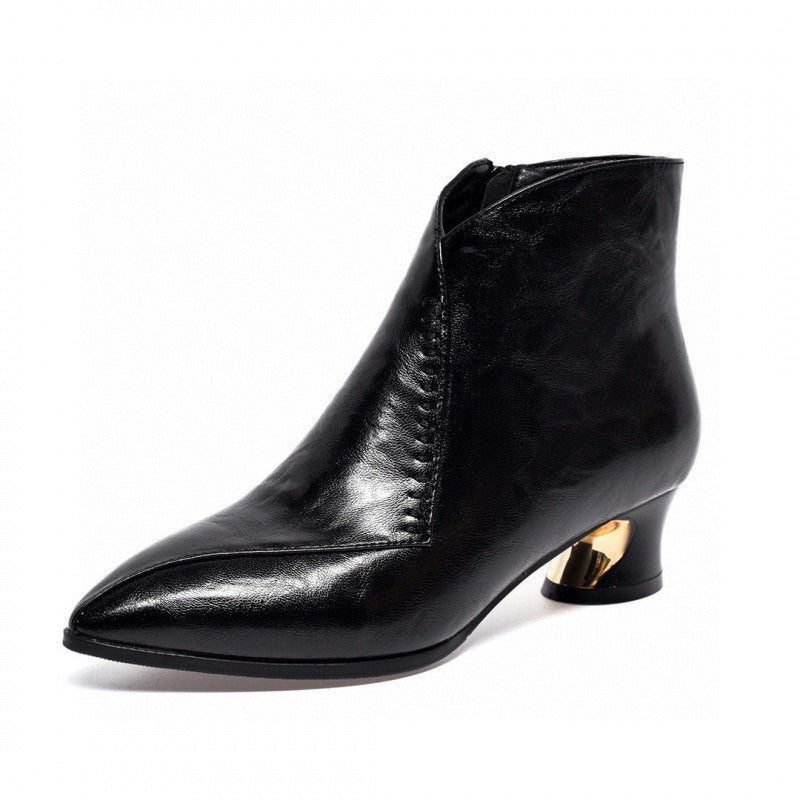 Elegante Damen Stiefel mit Gold Akzenten Schmal