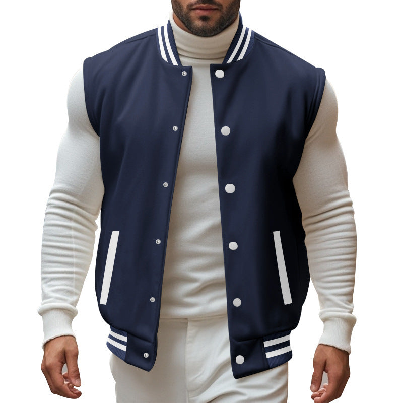 Herren Bomberjacke Sportlich Mit Seitentaschen Kontrast