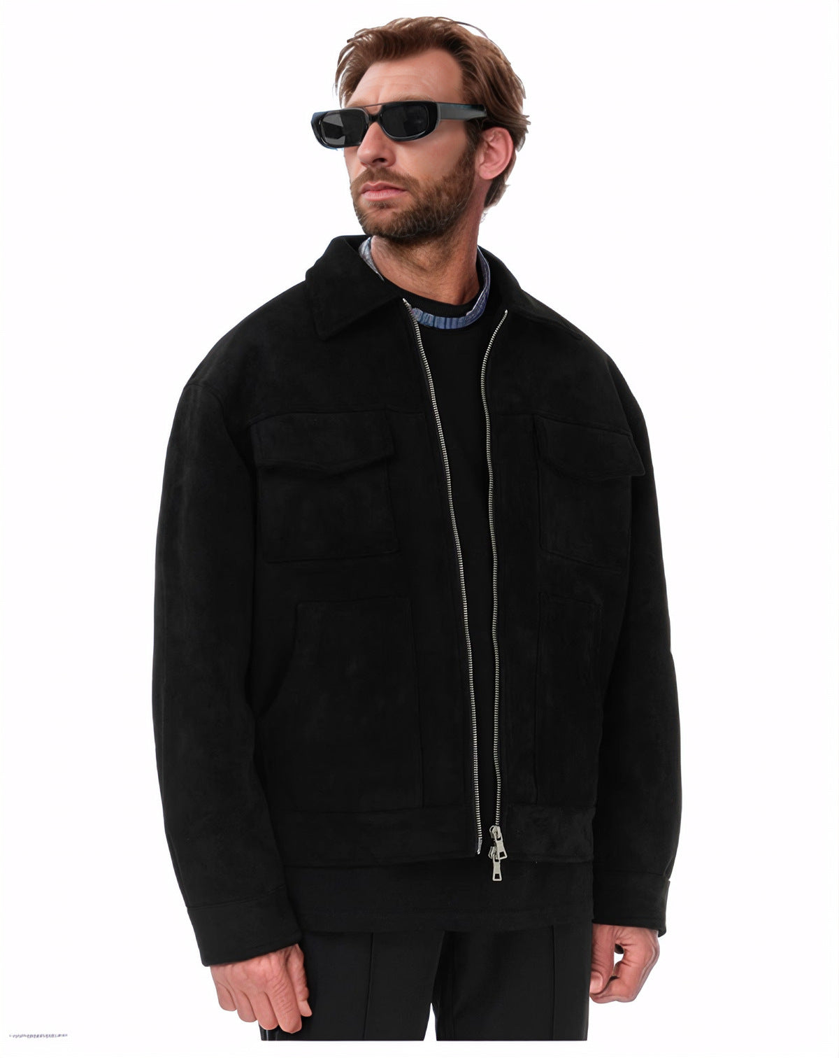 Herren Lederjacke Suede Modern Schnitt