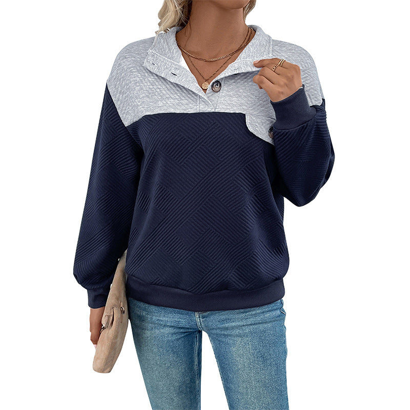 Damen Sweatpullover Lässig Strukturiert Mit Knöpfen