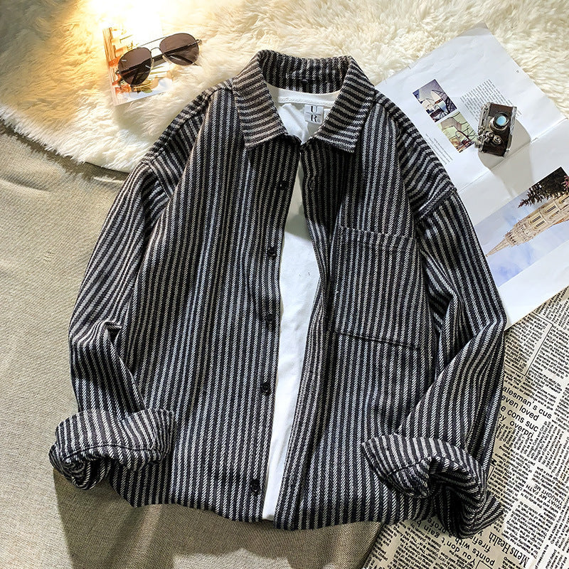 Herren Overshirt Gestreift Modern Casual