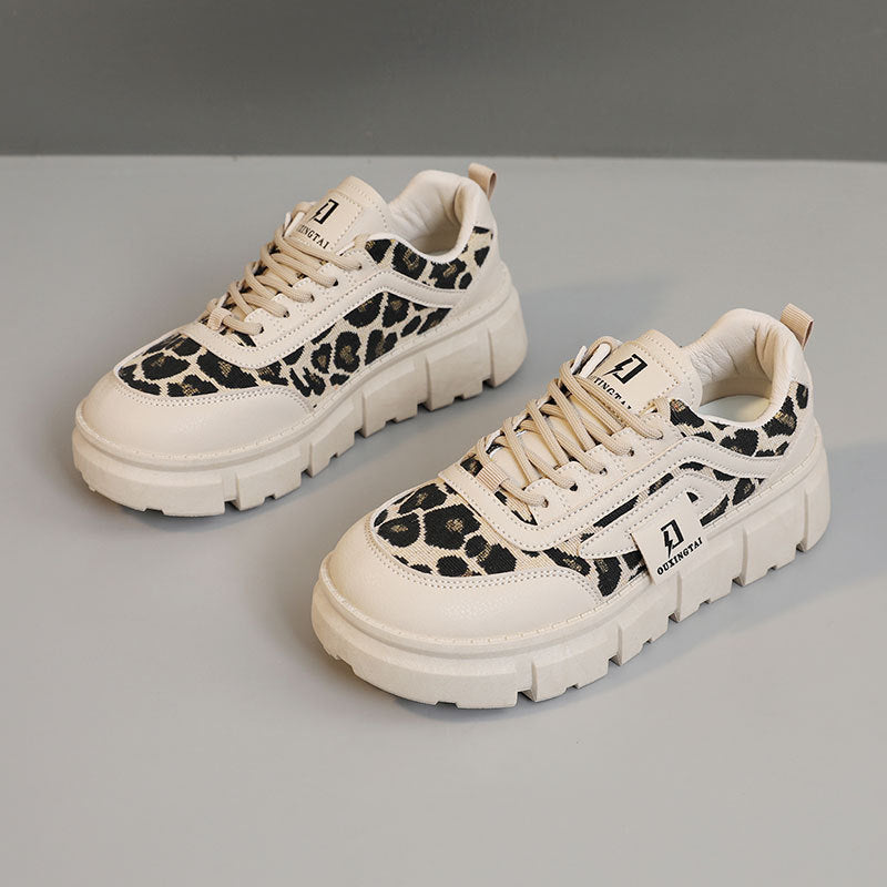 Damen Sneaker Lässig Leoparden-Design Chunky Schuhe Bequem