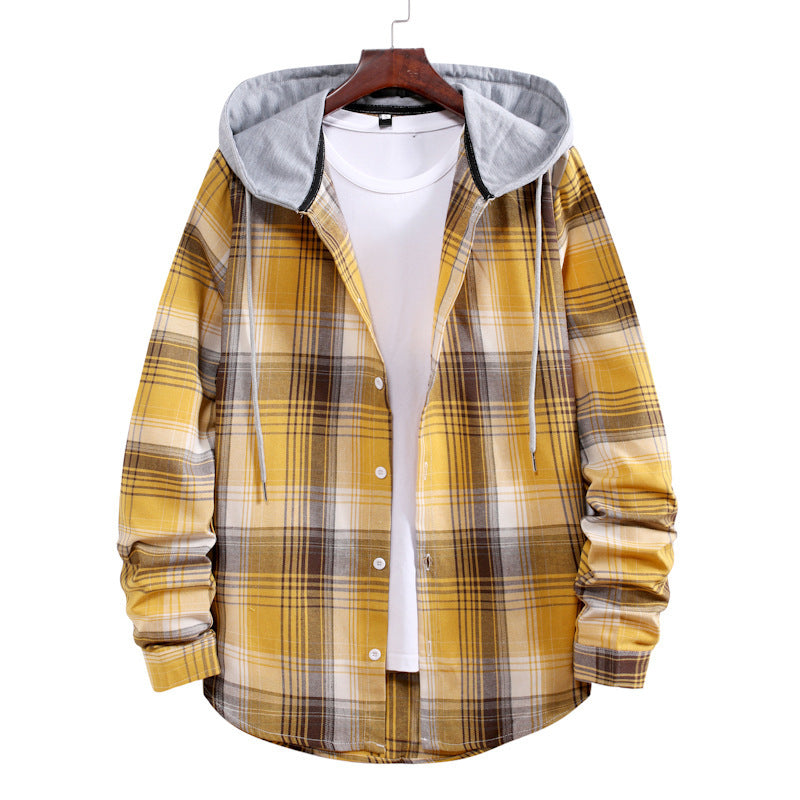 Herren Flanellhemdjacke Hood Karomuster Modern
