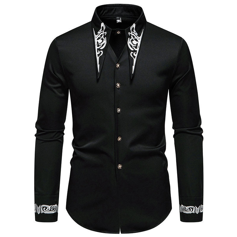 Herren elegante Langarmhemd mit kunstvollem Kragen BerlinGlamour