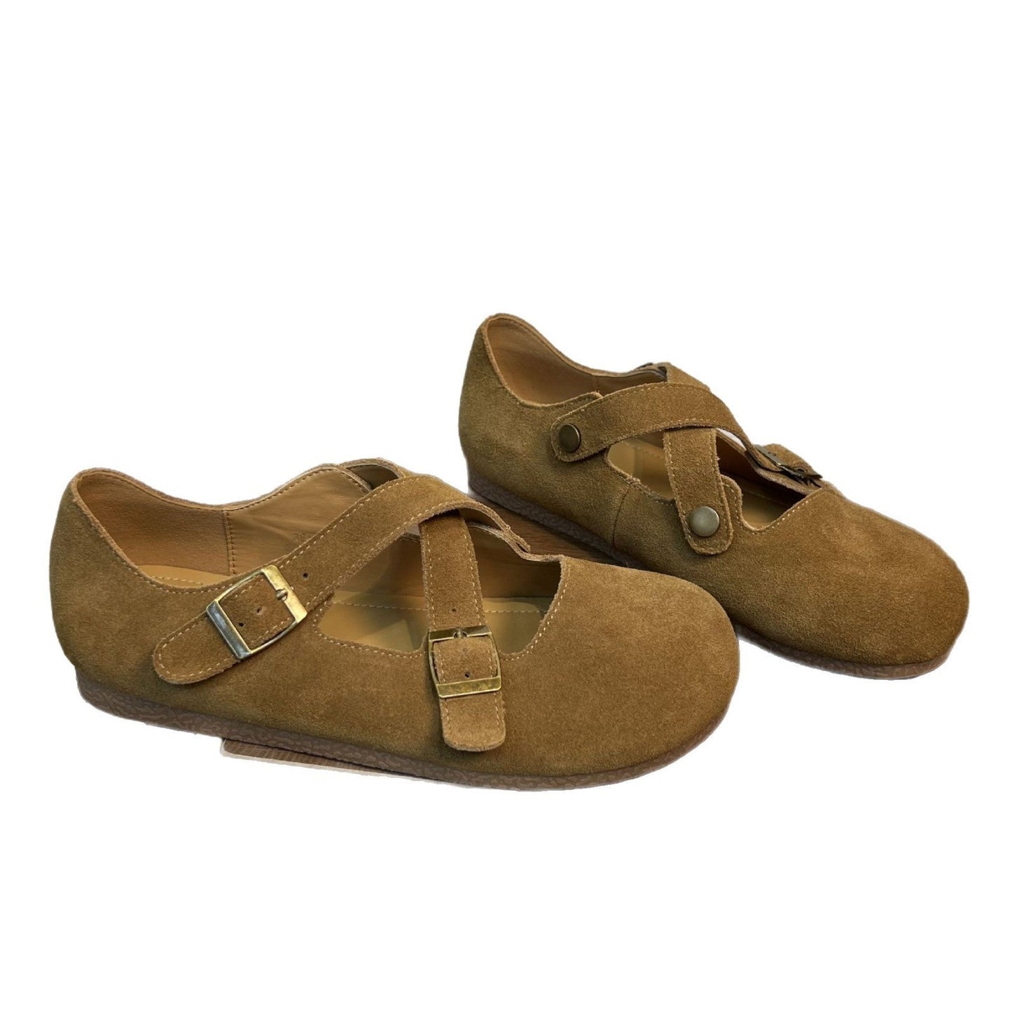 Damen Clogs Bequem Wildleder Optik Kreuzriemen