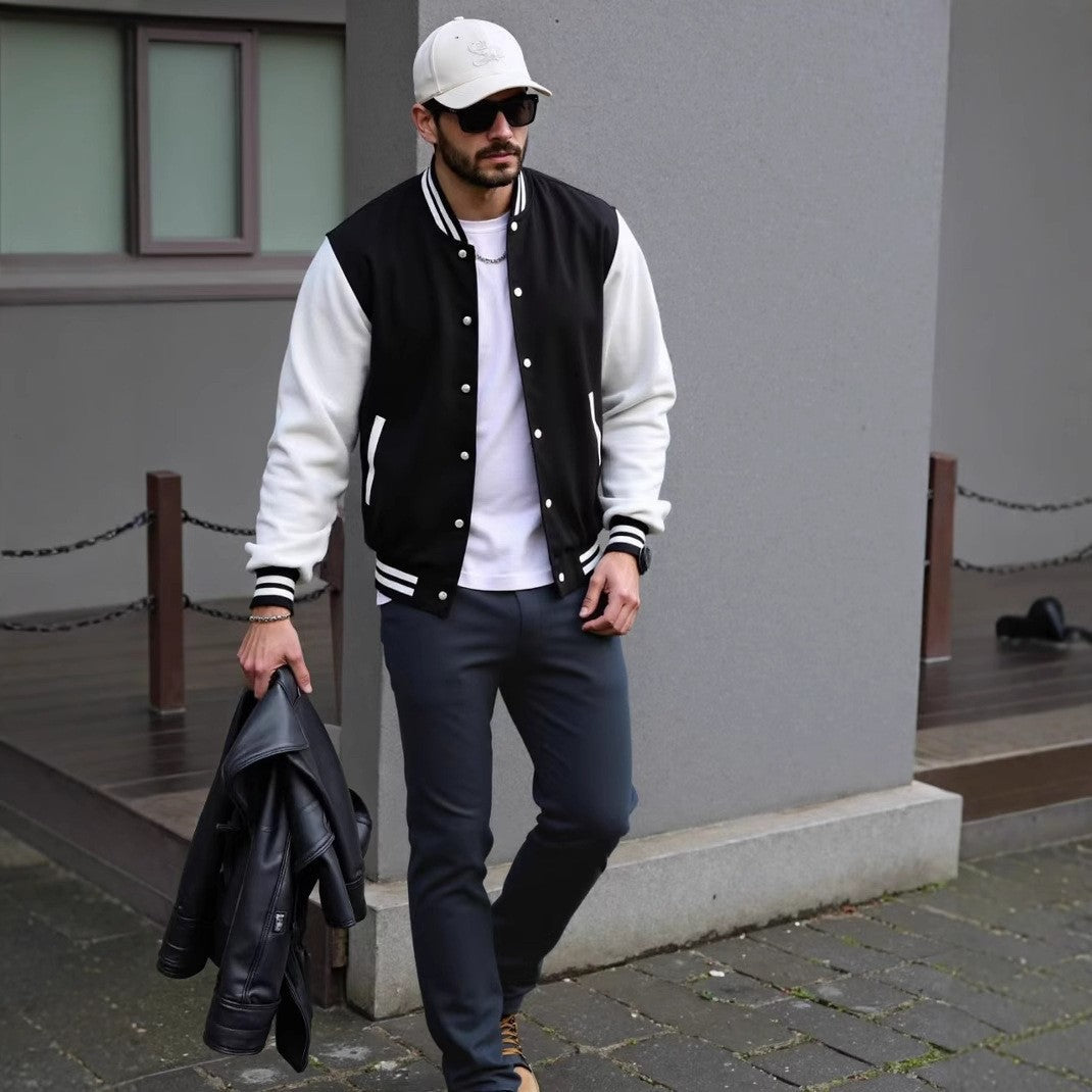 Sportliche Herren Bomberjacke Modern Schwarz
