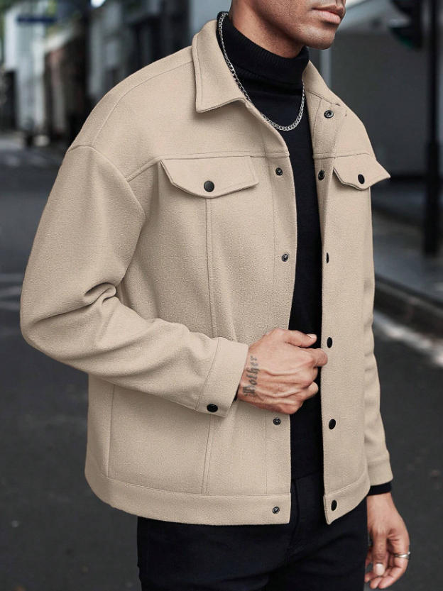 Herren Overshirt Jacke Lässig Modern Mit Details
