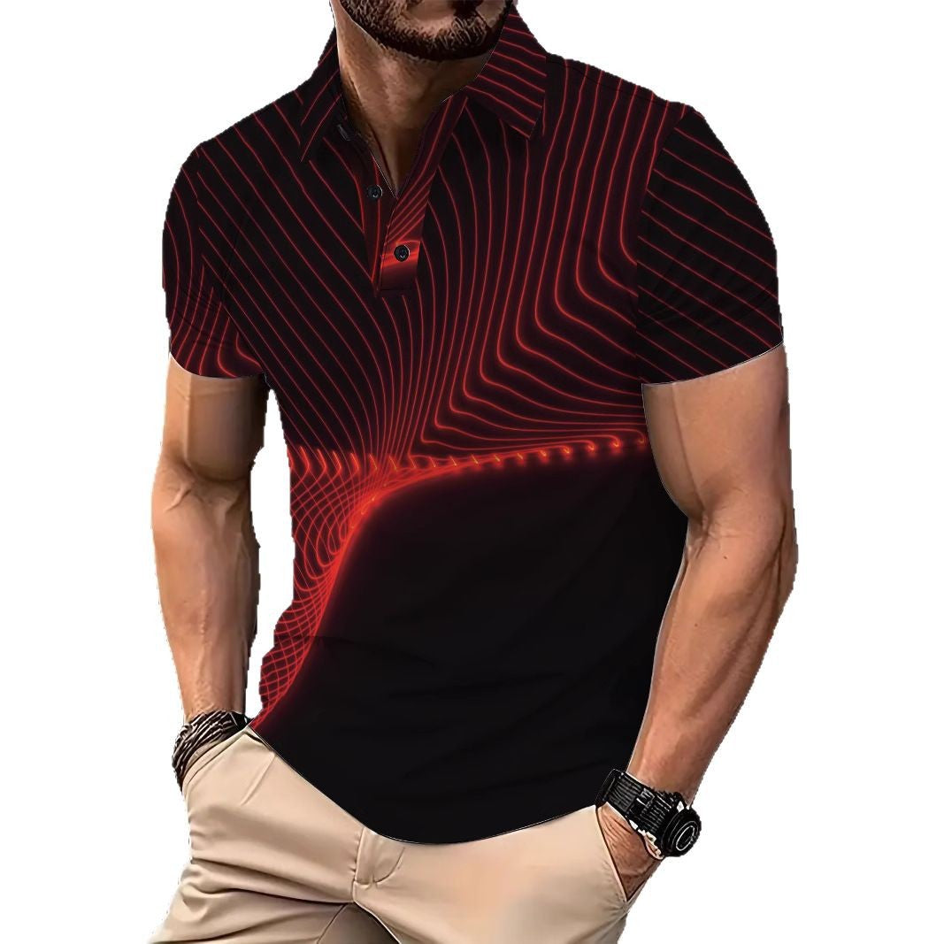 Herren Poloshirt Wellenmuster Atmungsaktiv Modern