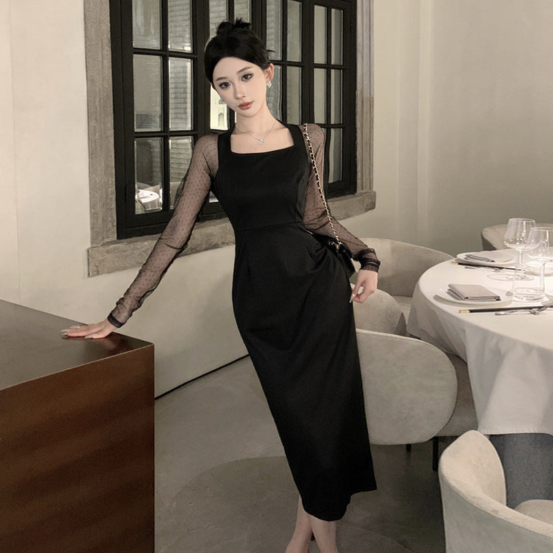 BerlinGlamour figurbetontes Netzkleid mit Netz-Einsätzen