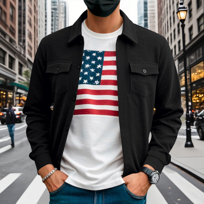 Herren Hemdjacke Lässig Strukturiert Modern
