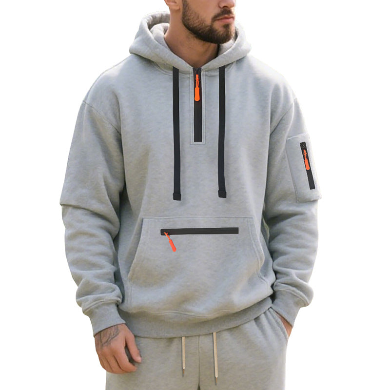 Herren Hoodie Sportlich Funktionale Taschen