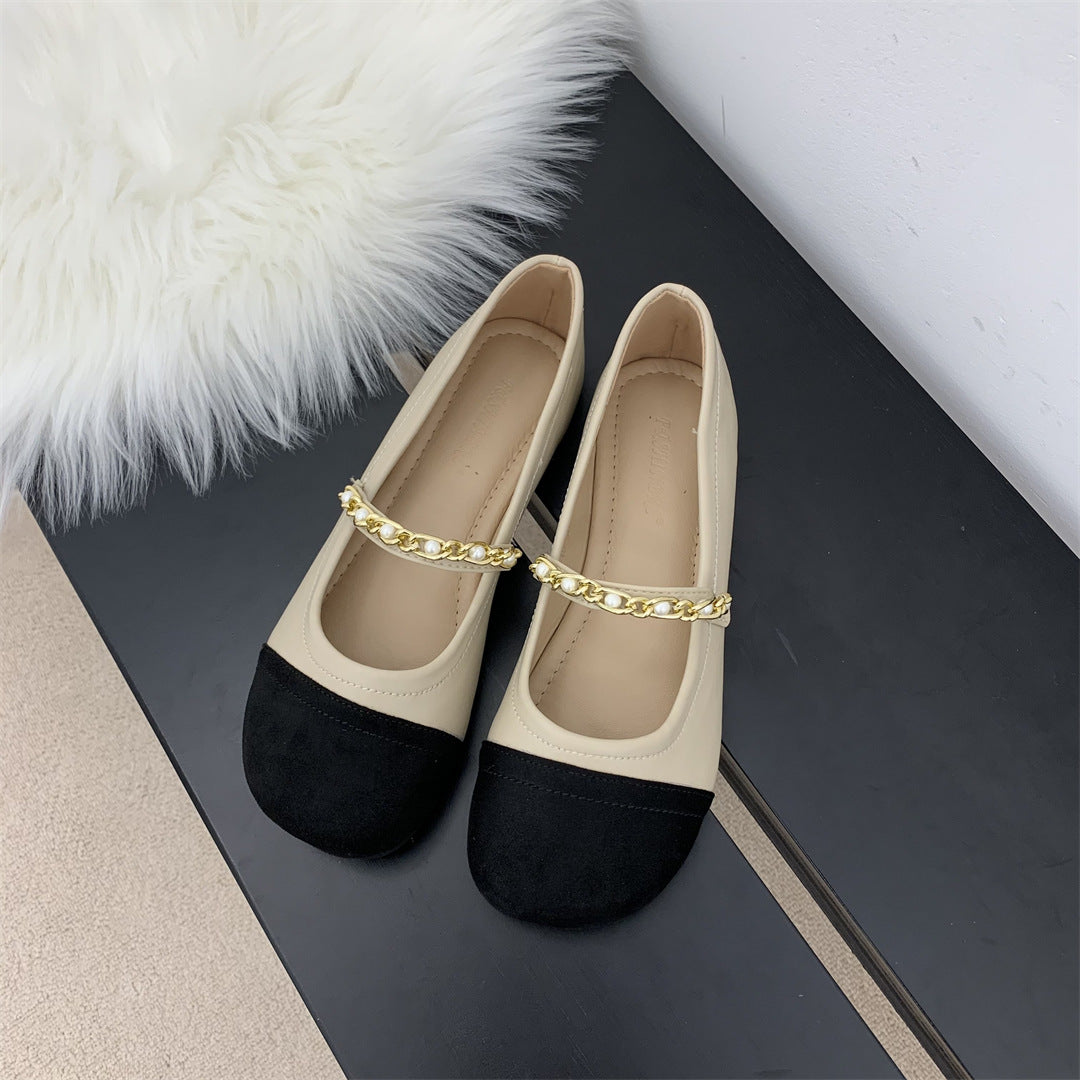Damen Ballerinas Elegante Schuhe mit Ketten-Detail